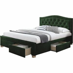 Signal Čalúnená posteľ ELECTRA VELVET 160 x 200 cm farba zelená/dub