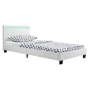 Eshopist Čalúnená posteľ Verona 90 x 200 cm s LED osvetlením v bielej farbe