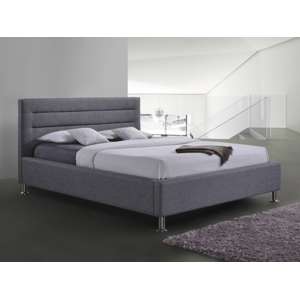 Eshopist Čalúnená posteľ LIDEN 160 x 200 cm šedá / chrómová 