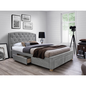 Eshopist Čalúnená posteľ MADISON 160 x 200 cm farba šedá / dub 