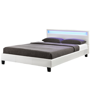 Juskys Čalúnená posteľ Verona 120 x 200 cm s LED osvetlením v bielej farbe