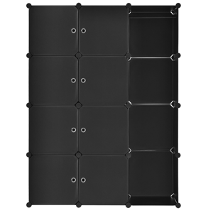 Eshopist Šatníková skriňa s 12 variabilnými krabicami v čiernej farbe, 105 × 35 × 140 cm 