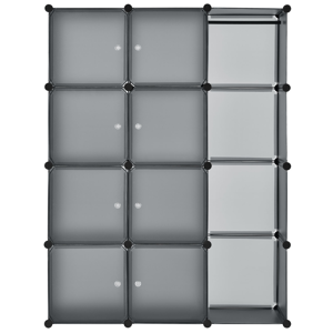 Eshopist Šatníková skriňa s 12 variabilnými krabicami v tmavo šedej farbe, 105 × 35 × 140 cm 