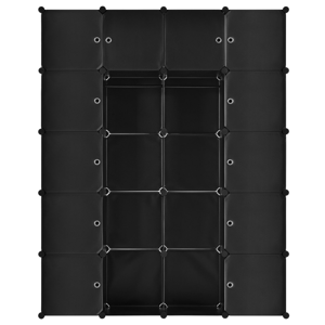 Eshopist Šatníková skriňa s 20 variabilnými boxmi v čiernej farbe, 140 × 35 × 175 cm 