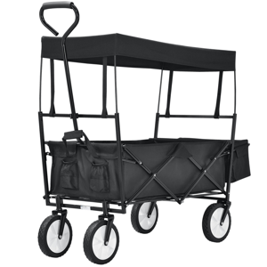 Eshopist Skladací vozík s odnímateľnou strechou a taškou čierny