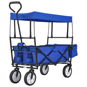 Eshopist Skladací vozík s odnímateľnou strechou a taškou modrý