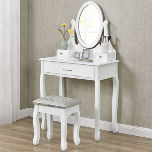 Eshopist Toaletný stolík "Lena" biely so zrkadlom a stoličkou