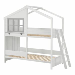 Juskys Detská poschodová posteľ Dream House 90 x 200 cm s 2 posteľami a rebríkom