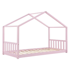 Juskys Detská posteľ Paulina 90 x 200 cm s latovým roštom ružovej farby