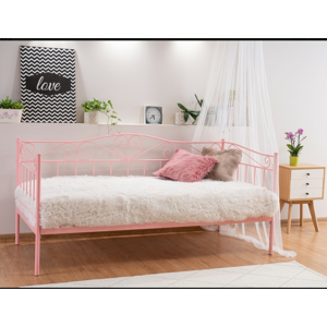 Signal Kovová posteľ BIRMA 90 x 200 cm ružová