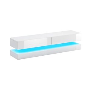 Signal Skrinka pod TV COSMO biela / biely lesk LED modrá