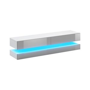 Signal Skrinka pod TV COSMO biela / sivý lesk LED modrá