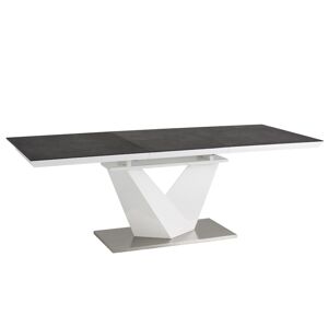 Signal Stôl ALARAS II čierny vzor kameňa / biely lak 140(200)x85