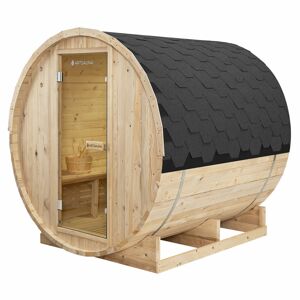 Juskys Vonkajšia sudová sauna Spitzbergen L dĺžka 180 cm priemer 180 cm (6 kW)